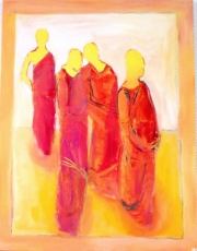 Vier Frauen in roten Gewändern