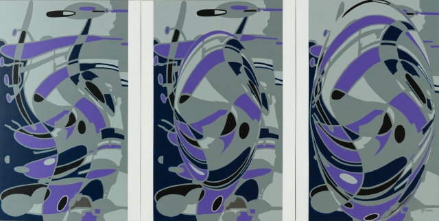 "Metamorphose" aus der Serie Ellipsoid,  3-teilig, 100 x 210